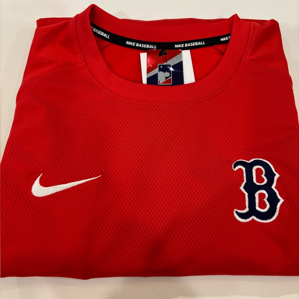 Nike Red Baseball Tee with Embroidered Logo